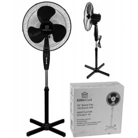 WENTYLATOR PODŁOGOWY 40CM 40W KINGCOOL KC-2124 CZARNY WENTYLATOR PODŁOGOWY 40CM 40W KINGCOOL KC-2124 CZARNY