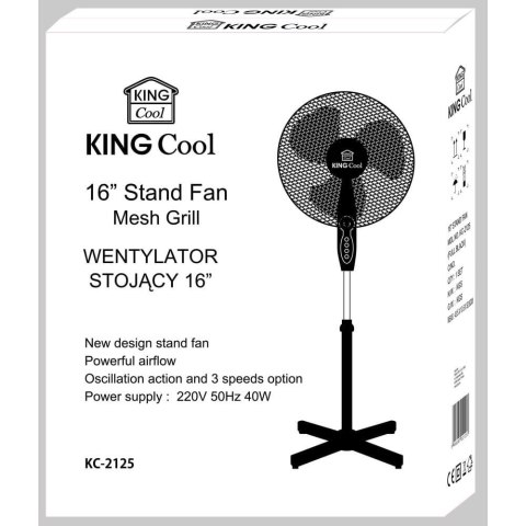WENTYLATOR PODŁOGOWY 40CM 40W KINGCOOL KC-2125 CZARNY SIATKA WENTYLATOR PODŁOGOWY 40CM 40W KINGCOOL KC-2125 CZARNY SIATKA