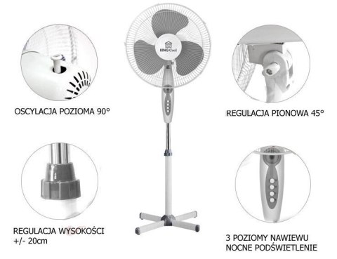 WENTYLATOR PODŁOGOWY KINGCOOL 40cm KC-2124 WENTYLATOR PODŁOGOWY KINGCOOL 40cm KC-2124