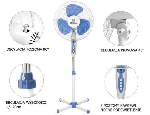 WENTYLATOR PODŁOGOWY KINGCOOL 40cm KC-2124 WENTYLATOR PODŁOGOWY KINGCOOL 40cm KC-2124
