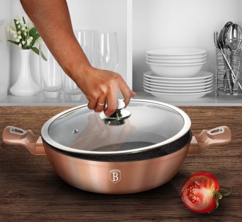 WOK GARNEK GRANITOWY 28cm 3.8L BERLINGER HAUS METALLIC LINE ROSE GOLD BH-1519N WOK GARNEK GRANITOWY 28cm 3.8L BERLINGER HAUS METALLIC LINE ROSE GOLD BH-1519N