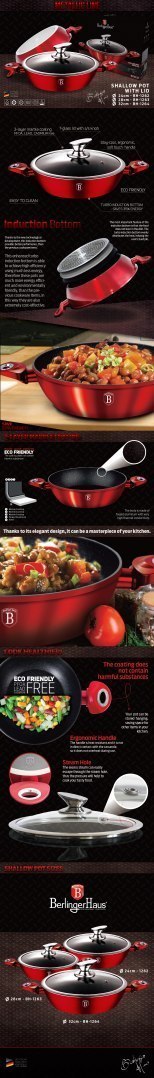 WOK GARNEK GRANITOWY 32CM 4.9L BERLINGER HAUS METALLIC LINE BURGUNDY BH-1264-N WOK GARNEK GRANITOWY 32CM 4.9L BERLINGER HAUS METALLIC LINE BURGUNDY BH-1264-N