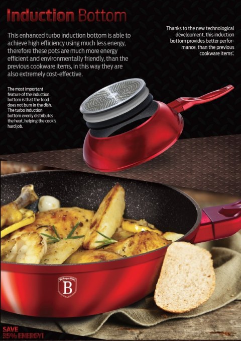 WOK GRANITOWY 28cm Z POKRYWKĄ BERLINGER HAUS METALLIC LINE BURGUNDY BH-1265-N WOK GRANITOWY 28cm Z POKRYWKĄ BERLINGER HAUS METALLIC LINE BURGUNDY BH-1265-N