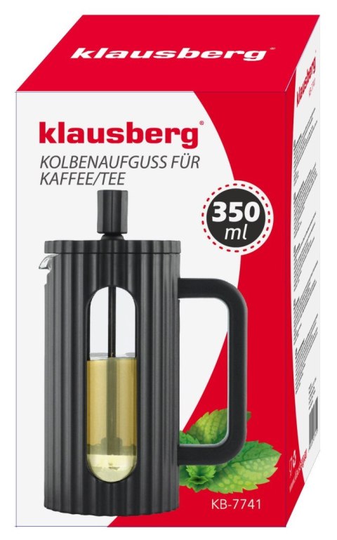 ZAPARZACZ DO HERBATY KAWY SZKLANY FRENCH PRESS 350 ML CZARNY KLAUSBERG KB-7741 ZAPARZACZ DO HERBATY KAWY SZKLANY FRENCH PRESS 350 ML CZARNY KLAUSBERG KB-7741