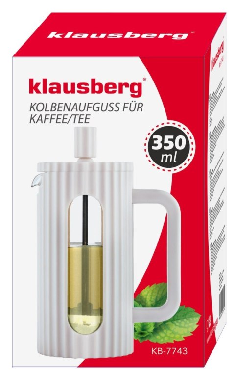 ZAPARZACZ DO HERBATY KAWY SZKLANY FRENCH PRESS 350 ML KREMOWY KLAUSBERG KB-7743 ZAPARZACZ DO HERBATY KAWY SZKLANY FRENCH PRESS 350 ML KREMOWY KLAUSBERG KB-7743