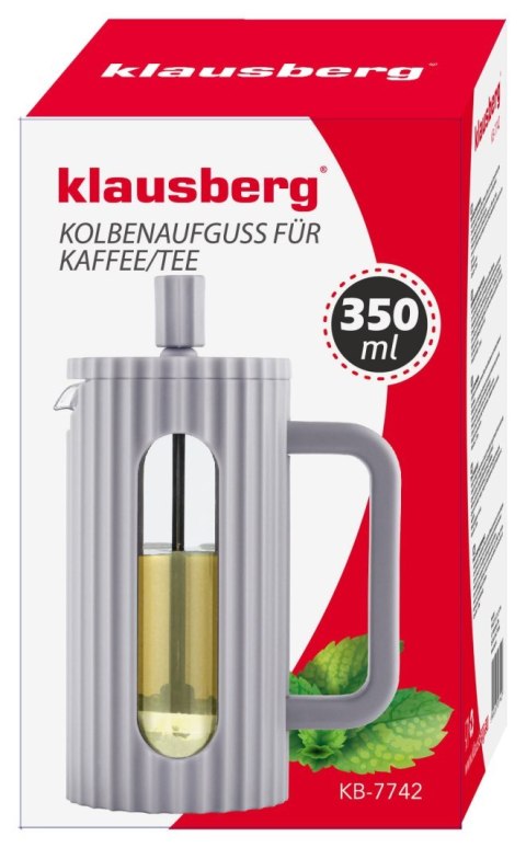ZAPARZACZ DO HERBATY KAWY SZKLANY FRENCH PRESS 350 ML SZARY KLAUSBERG KB-7742 ZAPARZACZ DO HERBATY KAWY SZKLANY FRENCH PRESS 350 ML SZARY KLAUSBERG KB-7742