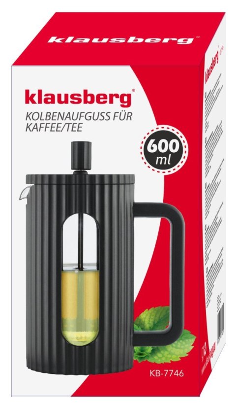 ZAPARZACZ DO HERBATY KAWY SZKLANY FRENCH PRESS 600 ML CZARNY KLAUSBERG KB-7746 ZAPARZACZ DO HERBATY KAWY SZKLANY FRENCH PRESS 600 ML CZARNY KLAUSBERG KB-7746