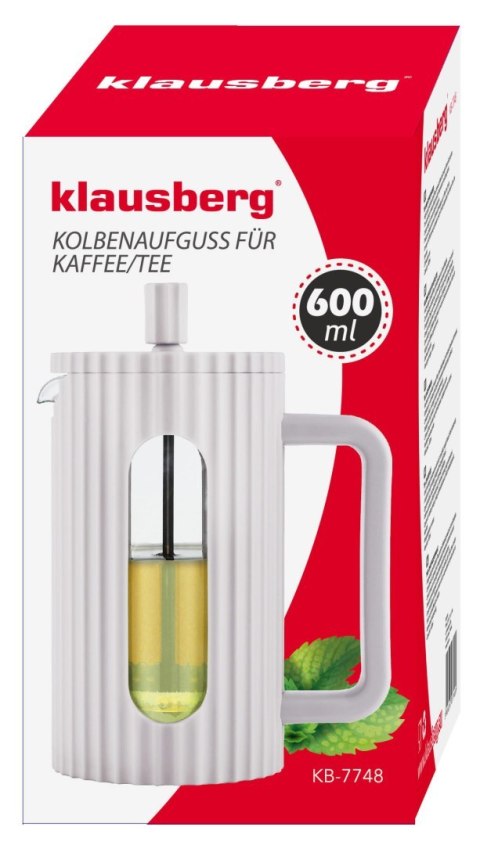 ZAPARZACZ DO HERBATY KAWY SZKLANY FRENCH PRESS 600 ML KREMOWY KLAUSBERG KB-7748 ZAPARZACZ DO HERBATY KAWY SZKLANY FRENCH PRESS 600 ML KREMOWY KLAUSBERG KB-7748