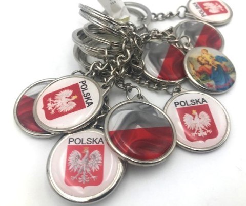 Brelok okrągły obustronny metal 10szt. POLSKA Brelok okrągły obustronny metal 10szt. POLSKA