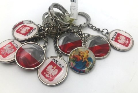 Brelok okrągły obustronny metal 10szt. POLSKA Brelok okrągły obustronny metal 10szt. POLSKA