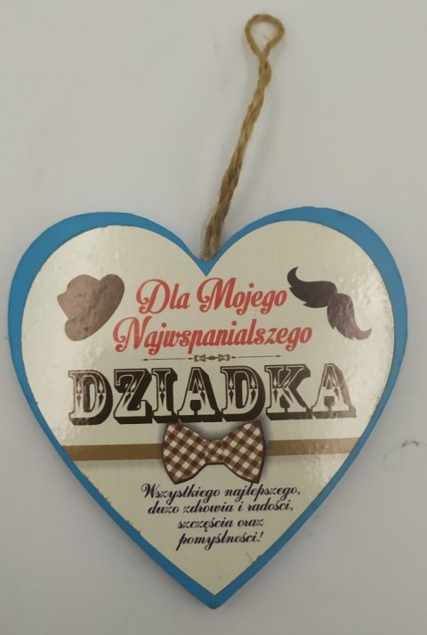 Serce drewniane zawieszka DZIADEK 10cm Serce drewniane zawieszka DZIADEK 10cm