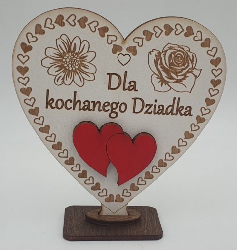 Serce drewno stojące DZIADEK, 11 x 10.5 cm Serce drewno stojące DZIADEK, 11 x 10.5 cm