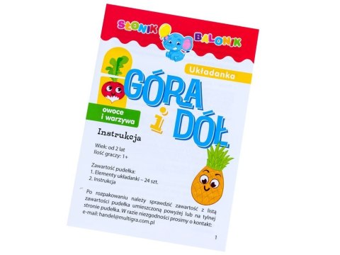 Układanka GÓRA I DÓŁ OWOCE I WARZYWA - SŁONIK BALON Układanka GÓRA I DÓŁ OWOCE I WARZYWA - SŁONIK BALON