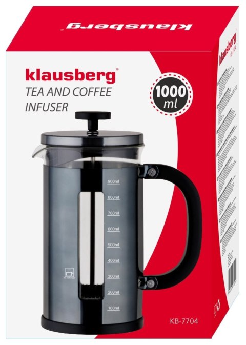 ZAPARZACZ DO KAWY I HERBATY 1.0L FRENCH PRESS KLAUSBERG KB-7704 ZAPARZACZ DO KAWY I HERBATY 1.0L FRENCH PRESS KLAUSBERG KB-7704
