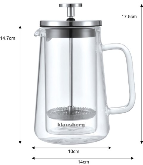 ZAPARZACZ DO KAWY/HERBATY 0,35L FRENCH PRESS KLAUSBERG KB-7684 ZAPARZACZ DO KAWY/HERBATY 0,35L FRENCH PRESS KLAUSBERG KB-7684