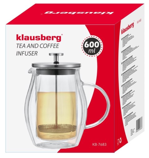 ZAPARZACZ DO KAWY/HERBATY 0,60L FRENCH PRESS KLAUSBERG KB-7683 ZAPARZACZ DO KAWY/HERBATY 0,60L FRENCH PRESS KLAUSBERG KB-7683