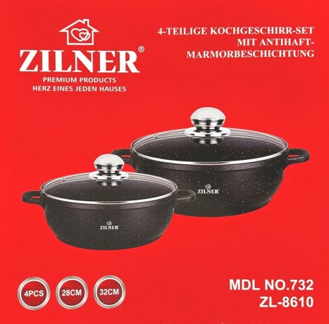 ZESTAW 2 GARNKÓW WOKÓW Z POWŁOKĄ MARMUROWĄ 28 / 32CM ZILNER ZL-8610 ZESTAW 2 GARNKÓW WOKÓW Z POWŁOKĄ MARMUROWĄ 28 / 32CM ZILNER ZL-8610