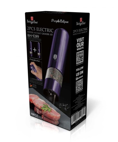 ZESTAW 2 MŁYNKÓW ELEKTR.CH DO PIEPRZU I SOLI BERLINGER HAUS PURPLE BH-9289 ZESTAW 2 MŁYNKÓW ELEKTR.CH DO PIEPRZU I SOLI BERLINGER HAUS PURPLE BH-9289