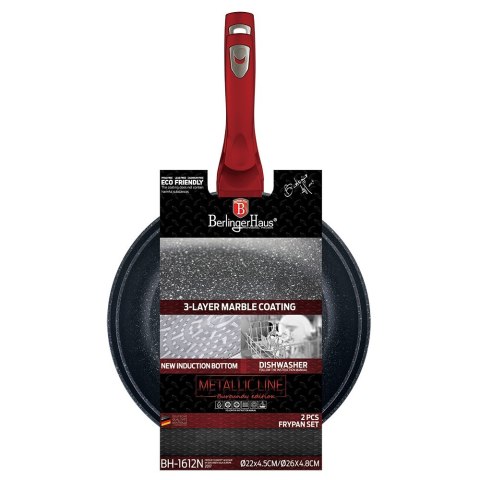 ZESTAW 2 PATELNI GRANITOWYCH 22/26CM BERLINGER HAUS METALLIC LINE BURGUNDY BH-1612-NF ZESTAW 2 PATELNI GRANITOWYCH 22/26CM BERLINGER HAUS METALLIC LINE BURGUNDY BH-1612-NF