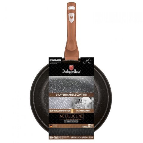 ZESTAW 2 PATELNI GRANITOWYCH 22/26CM BERLINGER HAUS METALLIC LINE ROSE GOLD BH-1611-N ZESTAW 2 PATELNI GRANITOWYCH 22/26CM BERLINGER HAUS METALLIC LINE ROSE GOLD BH-1611-N