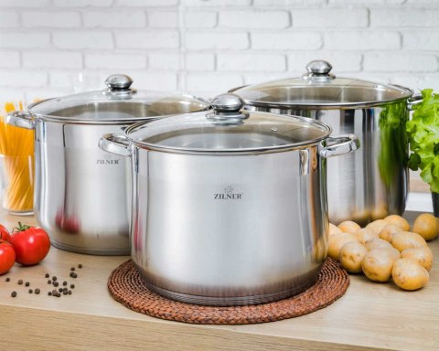 ZESTAW 3 GARNKÓW GASTRONOMICZNYCH 16 20 23L ZILNER ZL-7352 ZESTAW 3 GARNKÓW GASTRONOMICZNYCH 16 20 23L ZILNER ZL-7352