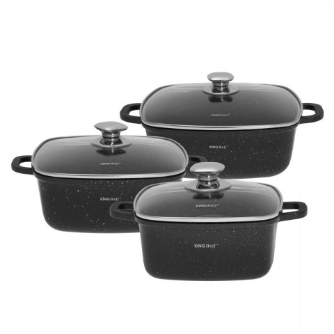 ZESTAW 3 GARNKÓW KWADRATOWYCH 2,8 , 4,4 , 6.5L KINGHOFF KH-1607 ZESTAW 3 GARNKÓW KWADRATOWYCH 2,8 , 4,4 , 6.5L KINGHOFF KH-1607