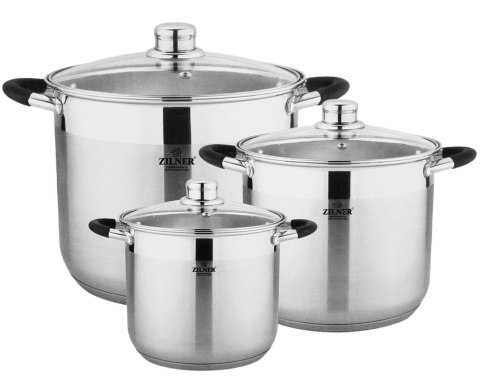 ZESTAW 3 GARNKÓW STALOWYCH 4.1L 5.6L 7.2L STOCK POT ZILNER ZL-7360 ZESTAW 3 GARNKÓW STALOWYCH 4.1L 5.6L 7.2L STOCK POT ZILNER ZL-7360