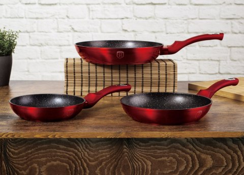 ZESTAW 3 PATELNI GRANITOWYCH 20/24/28CM BERLINGER HAUS METALLIC BURGUNDY LINE BH-1288-NF ZESTAW 3 PATELNI GRANITOWYCH 20/24/28CM BERLINGER HAUS METALLIC BURGUNDY LINE BH-1288-NF