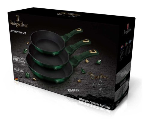 ZESTAW 3 PATELNI GRANITOWYCH 20/24/28CM BERLINGER HAUS METALLIC EMERALD BH-6168 ZESTAW 3 PATELNI GRANITOWYCH 20/24/28CM BERLINGER HAUS METALLIC EMERALD BH-6168