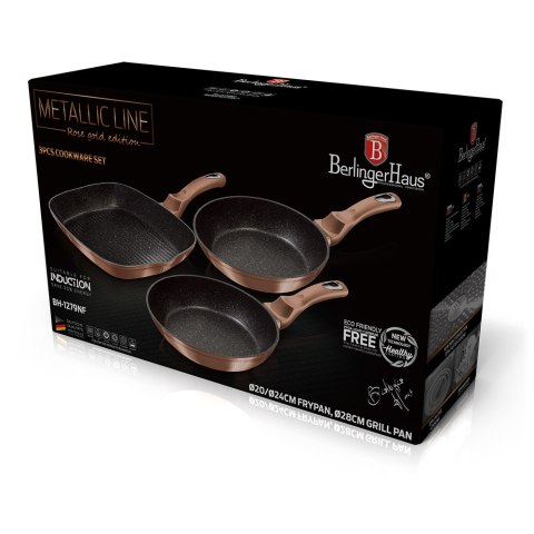 ZESTAW 3 PATELNI GRANITOWYCH 20/24/28CM BERLINGER HAUS METALLIC LINE ROSE GOLD BH-1279-NF ZESTAW 3 PATELNI GRANITOWYCH 20/24/28CM BERLINGER HAUS METALLIC LINE ROSE GOLD BH-1279-NF