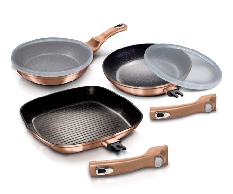 ZESTAW 3 PATELNI GRANITOWYCH Z ODPINANĄ RĄCZKĄ 5 ELE BERLINGER HAUS METALLIC LINE ROSE GOLD BH-7038 ZESTAW 3 PATELNI GRANITOWYCH Z ODPINANĄ RĄCZKĄ 5 ELE BERLINGER HAUS METALLIC LINE ROSE GOLD BH-7038
