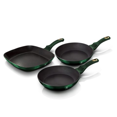 ZESTAW 3 PATELNI TYTANOWYCH BERLINGER HAUS METALLIC EMERALD BH-6167 ZESTAW 3 PATELNI TYTANOWYCH BERLINGER HAUS METALLIC EMERALD BH-6167