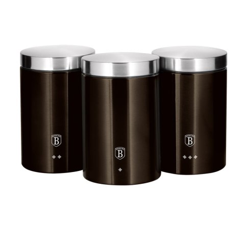 ZESTAW 3 POJEMNIKÓW KUCHENNYCH BERLINGER HAUS SHINY BLACK BH-6828 ZESTAW 3 POJEMNIKÓW KUCHENNYCH BERLINGER HAUS SHINY BLACK BH-6828