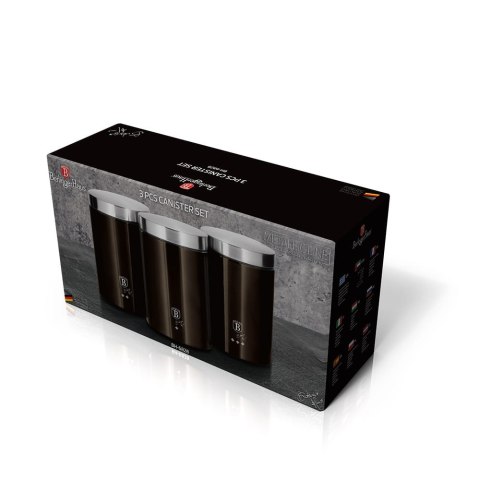 ZESTAW 3 POJEMNIKÓW KUCHENNYCH BERLINGER HAUS SHINY BLACK BH-6828 ZESTAW 3 POJEMNIKÓW KUCHENNYCH BERLINGER HAUS SHINY BLACK BH-6828