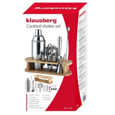 ZESTAW BAROWY 16 ELEMENTÓW SHAKER KLAUSBERG KB-7582 SREBRNY ZESTAW BAROWY 16 ELEMENTÓW SHAKER KLAUSBERG KB-7582 SREBRNY