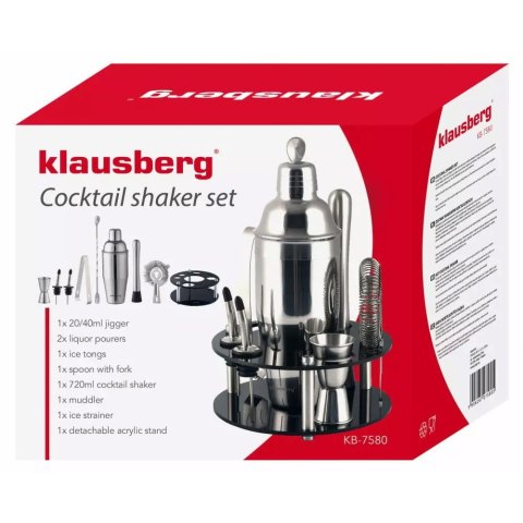 ZESTAW BAROWY 9 ELEMENTÓW SHAKER KLAUSBERG KB-7580 SREBRNY ZESTAW BAROWY 9 ELEMENTÓW SHAKER KLAUSBERG KB-7580 SREBRNY
