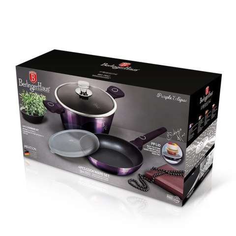 ZESTAW GARNEK Z PATELNIĄ 24CM Z POWŁOKĄ TYTANOWĄ 4 ELEMENTY BERLINGER HAUS PURPLE ECLIPSE BH-7102 ZESTAW GARNEK Z PATELNIĄ 24CM Z POWŁOKĄ TYTANOWĄ 4 ELEMENTY BERLINGER HAUS PURPLE ECLIPSE BH-7102