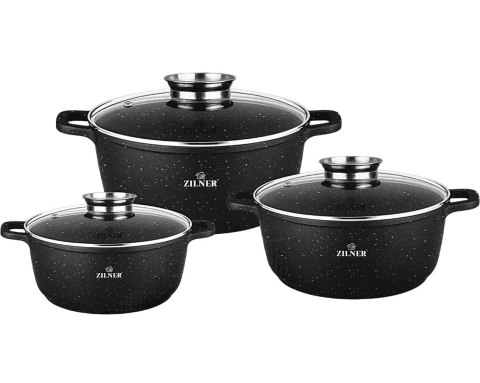 ZESTAW GARNKÓW MARMUROWYCH 10/13/18L ZILNER BLACK ZL-8601 ZESTAW GARNKÓW MARMUROWYCH 10/13/18L ZILNER BLACK ZL-8601