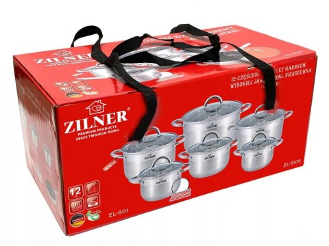 ZESTAW GARNKÓW STALOWYCH 12 ELE ZILNER ZL-8109 ZESTAW GARNKÓW STALOWYCH 12 ELE ZILNER ZL-8109