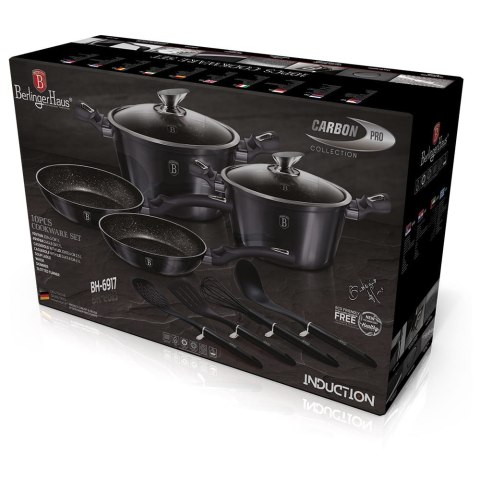 ZESTAW GARNKÓW Z POWŁ. GRANITOWĄ 10 EL. BERLINGER HAUS Carbon Pro BH-6917 ZESTAW GARNKÓW Z POWŁ. GRANITOWĄ 10 EL. BERLINGER HAUS Carbon Pro BH-6917