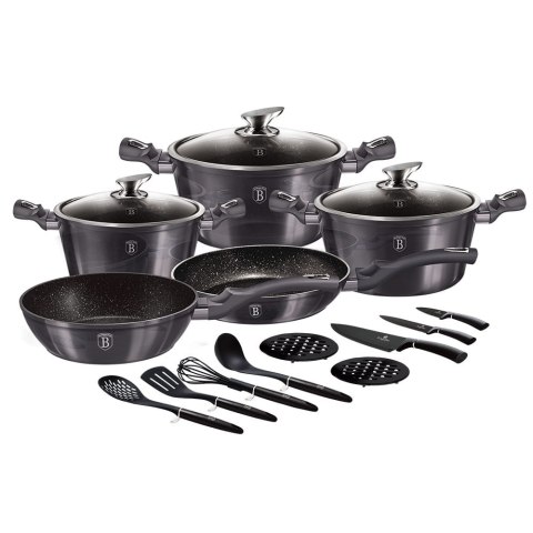 ZESTAW GARNKÓW Z POWŁ. GRANITOWĄ + NOŻE 17 EL. BERLINGER HAUS Carbon Pro BH-6920 ZESTAW GARNKÓW Z POWŁ. GRANITOWĄ + NOŻE 17 EL. BERLINGER HAUS Carbon Pro BH-6920