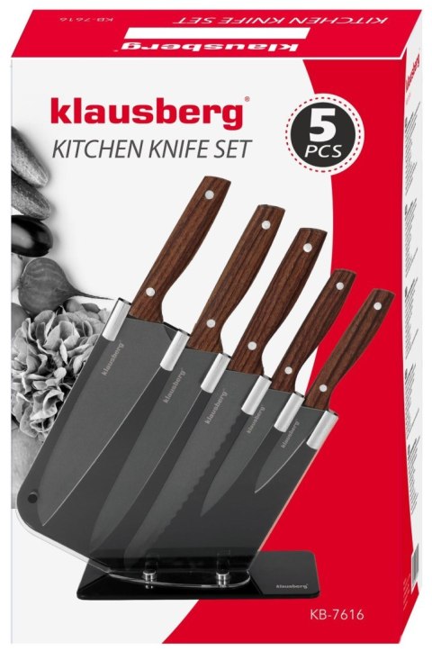 ZESTAW NOŻY KUCHENNYCH W STOJAKU 5 EL. KLAUSBERG KB-7616 ZESTAW NOŻY KUCHENNYCH W STOJAKU 5 EL. KLAUSBERG KB-7616
