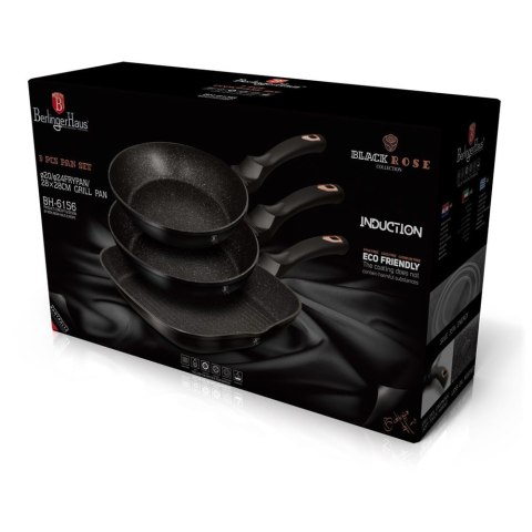 ZESTAW PATELNI 3-EL. 20/24/28cm BERLINGER HAUS BLACK ROSE BH-6156 ZESTAW PATELNI 3-EL. 20/24/28cm BERLINGER HAUS BLACK ROSE BH-6156