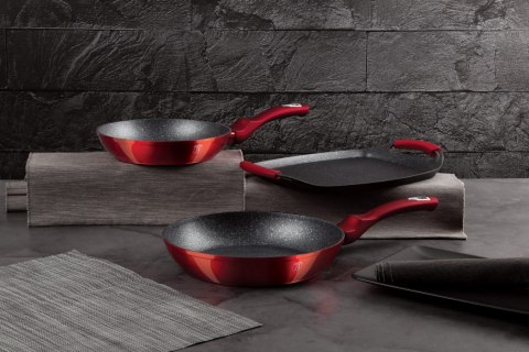 ZESTAW PATELNI GRANITOWYCH + PŁYTA DO SMAŻENIA BERLINGER HAUS METALLIC LINE BURGUNDY BH-1668 ZESTAW PATELNI GRANITOWYCH + PŁYTA DO SMAŻENIA BERLINGER HAUS METALLIC LINE BURGUNDY BH-1668