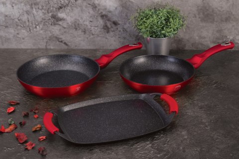 ZESTAW PATELNI GRANITOWYCH + PŁYTA DO SMAŻENIA BERLINGER HAUS METALLIC LINE BURGUNDY BH-1668 ZESTAW PATELNI GRANITOWYCH + PŁYTA DO SMAŻENIA BERLINGER HAUS METALLIC LINE BURGUNDY BH-1668
