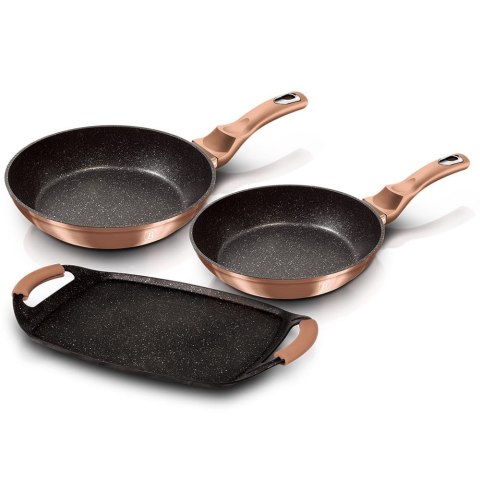 ZESTAW PATELNI GRANITOWYCH + PŁYTA DO SMAŻENIA BERLINGER HAUS METALLIC LINE ROSE GOLD BH-1669 ZESTAW PATELNI GRANITOWYCH + PŁYTA DO SMAŻENIA BERLINGER HAUS METALLIC LINE ROSE GOLD BH-1669