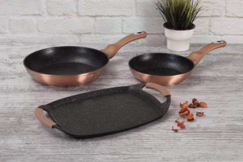 ZESTAW PATELNI GRANITOWYCH + PŁYTA DO SMAŻENIA BERLINGER HAUS METALLIC LINE ROSE GOLD BH-1669 ZESTAW PATELNI GRANITOWYCH + PŁYTA DO SMAŻENIA BERLINGER HAUS METALLIC LINE ROSE GOLD BH-1669