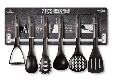ZESTAW PRZYBORÓW KUCHENNYCH Z RELINGIEM 7-ele BERLINGER HAUS CARBON PRO BH-6330 ZESTAW PRZYBORÓW KUCHENNYCH Z RELINGIEM 7-ele BERLINGER HAUS CARBON PRO BH-6330