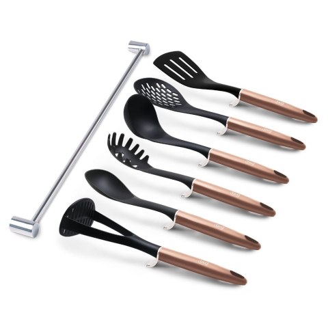 ZESTAW PRZYBORÓW KUCHENNYCH Z RELINGIEM 7-ele BERLINGER HAUS ROSE GOLD BH-6328 ZESTAW PRZYBORÓW KUCHENNYCH Z RELINGIEM 7-ele BERLINGER HAUS ROSE GOLD BH-6328