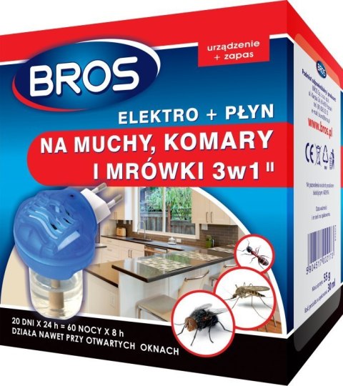 Elektrofumigator Płyn 3w1 na Muchy, Komary. Mrówki BROS Elektrofumigator Płyn 3w1 na Muchy, Komary. Mrówki BROS